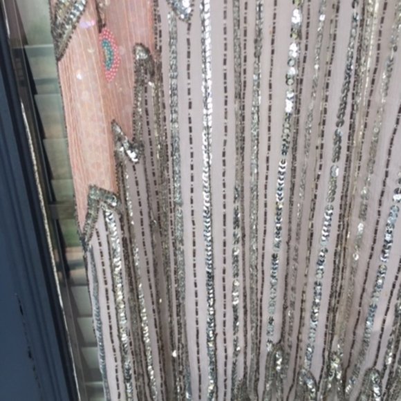 Vtg Howard Hearstfield Luxury Light Pink Silver Hand Beaded Sequin Silk Dress M - Picture 10 of 17